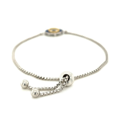 Sterling Silver Adjustable Two Toned Enameled Evil Eye Friendship Bracelet Bids.com