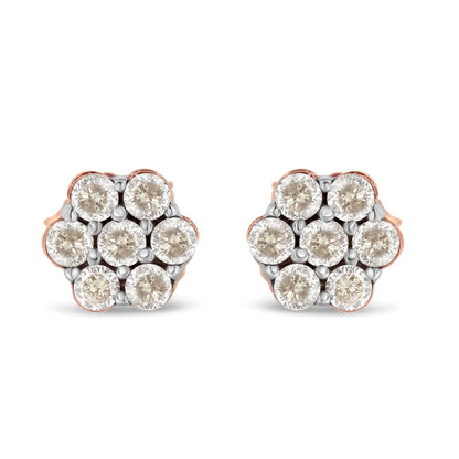 10K Rose Gold Diamond Floral Stud Earrings (0.5 cttw, J-K Color, I1-I2 Clarity) Bids.com