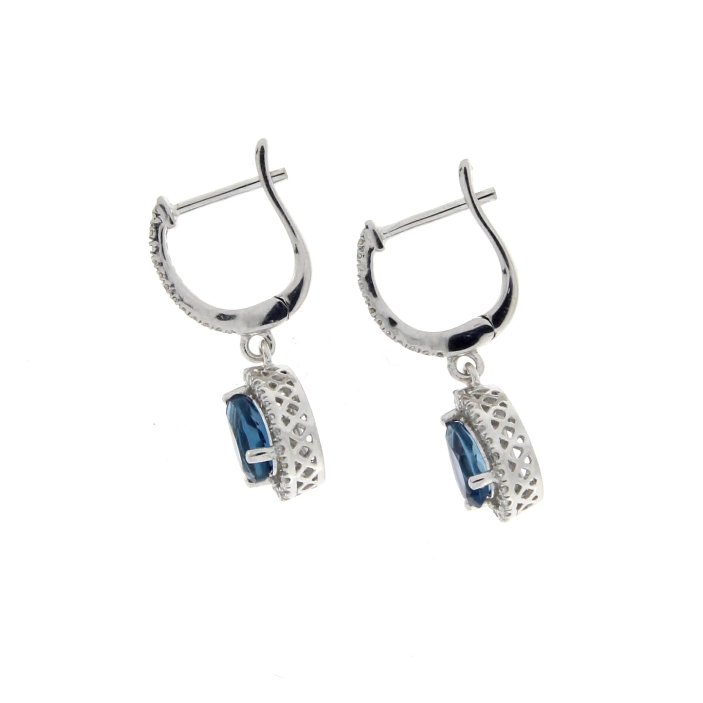 .88ct London Blue Topaz Dangle Earrings 14KT White Gold Bids.com
