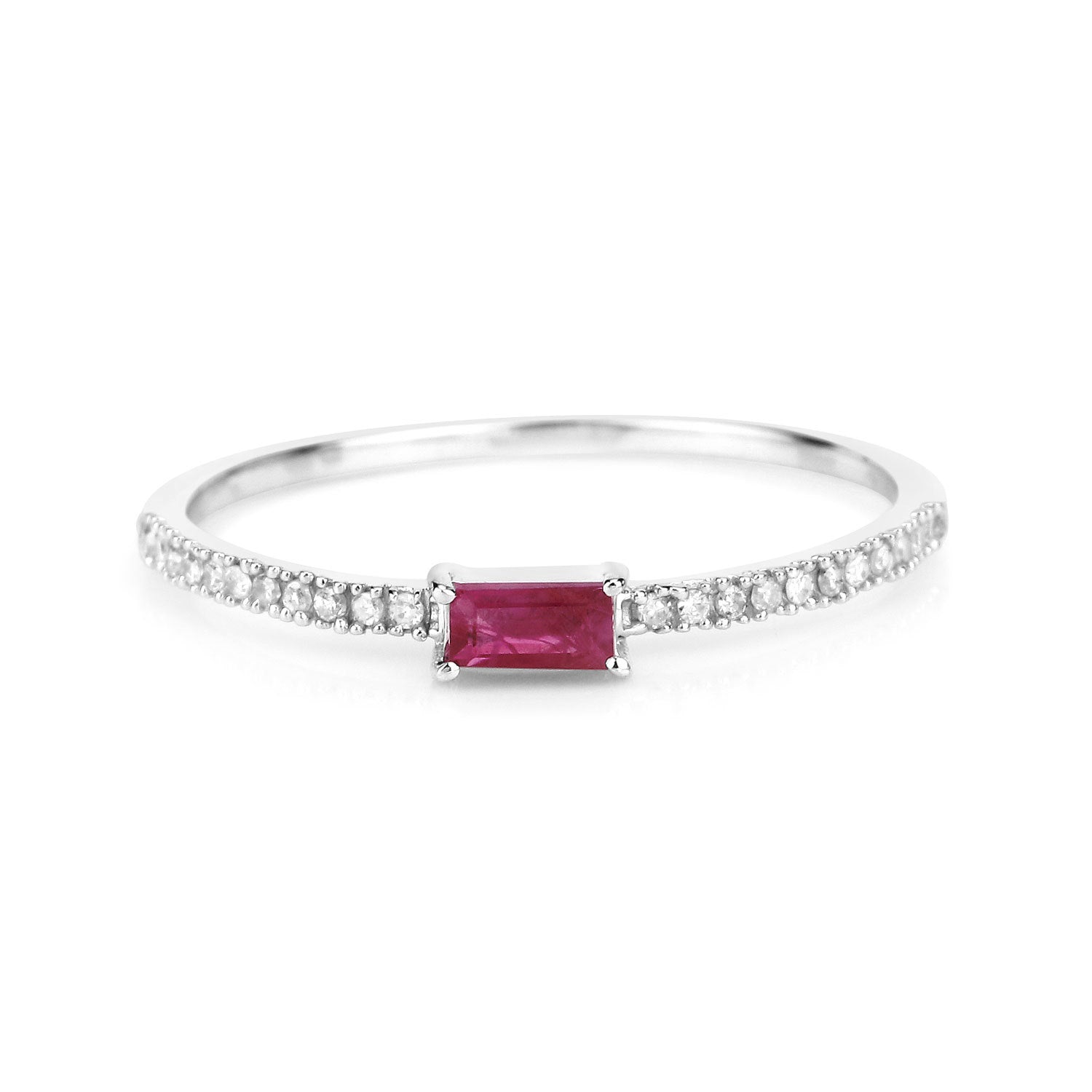 0.22 Carat Genuine Ruby and White Diamond 14K White Gold Ring Bids.com