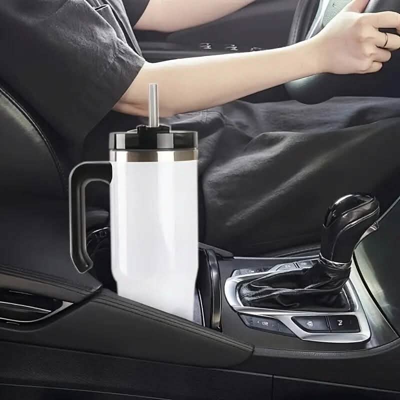 30.5 Oz 304 Stainless Steel Double Vacuum Portable Travel Cup with Handle and Straw DailySale