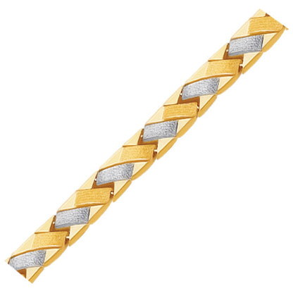 14k Two-Tone Gold Fancy Weave Bracelet with Contrasting Finish Bids.com
