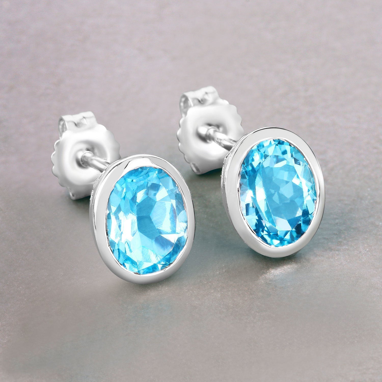 4.00 Carat Genuine Swiss Blue Topaz .925 Sterling Silver Earrings Bids.com