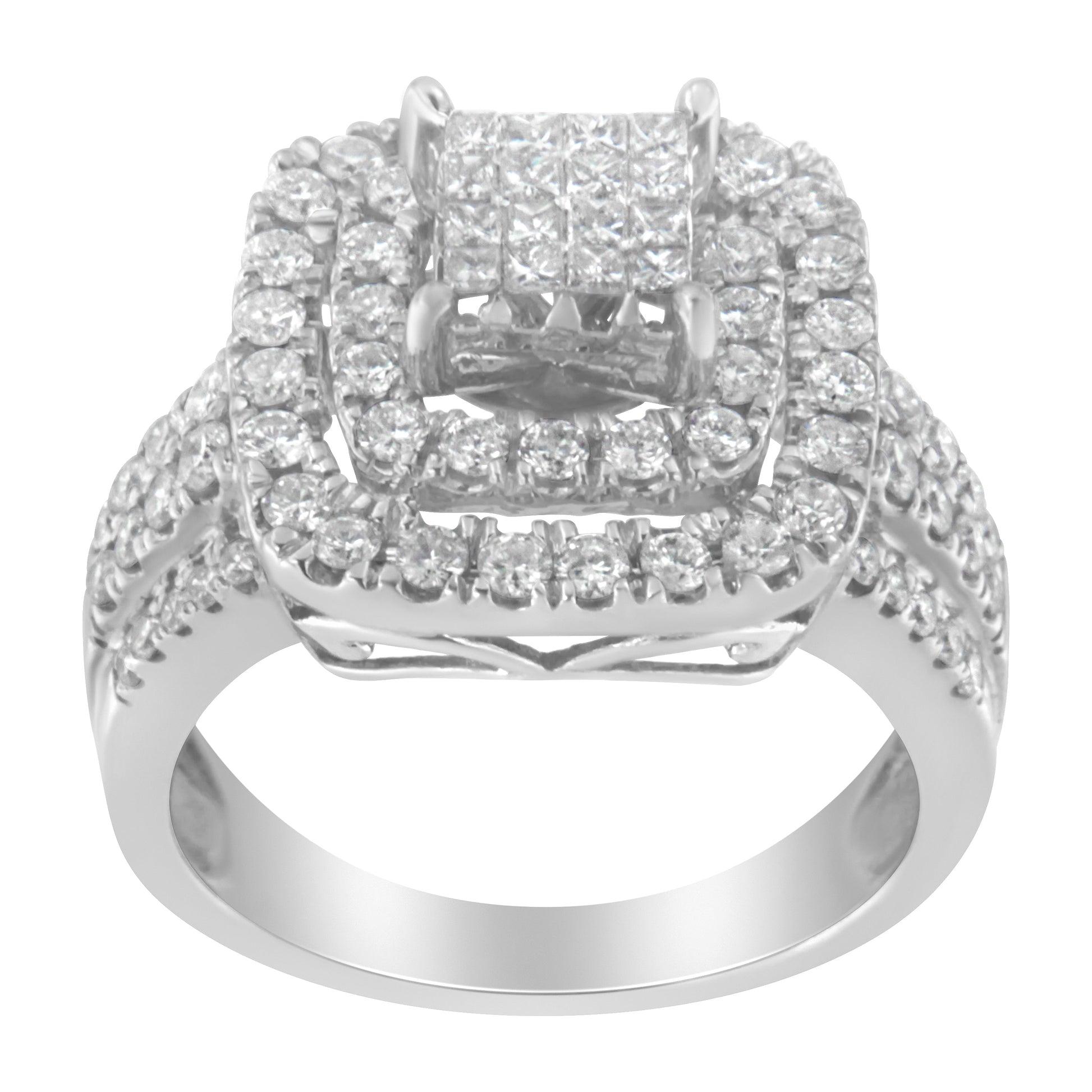 14KT White Gold Diamond Cocktail Ring (1 1/2 cttw, H-I Color, SI2-I1 Clarity) Bids.com