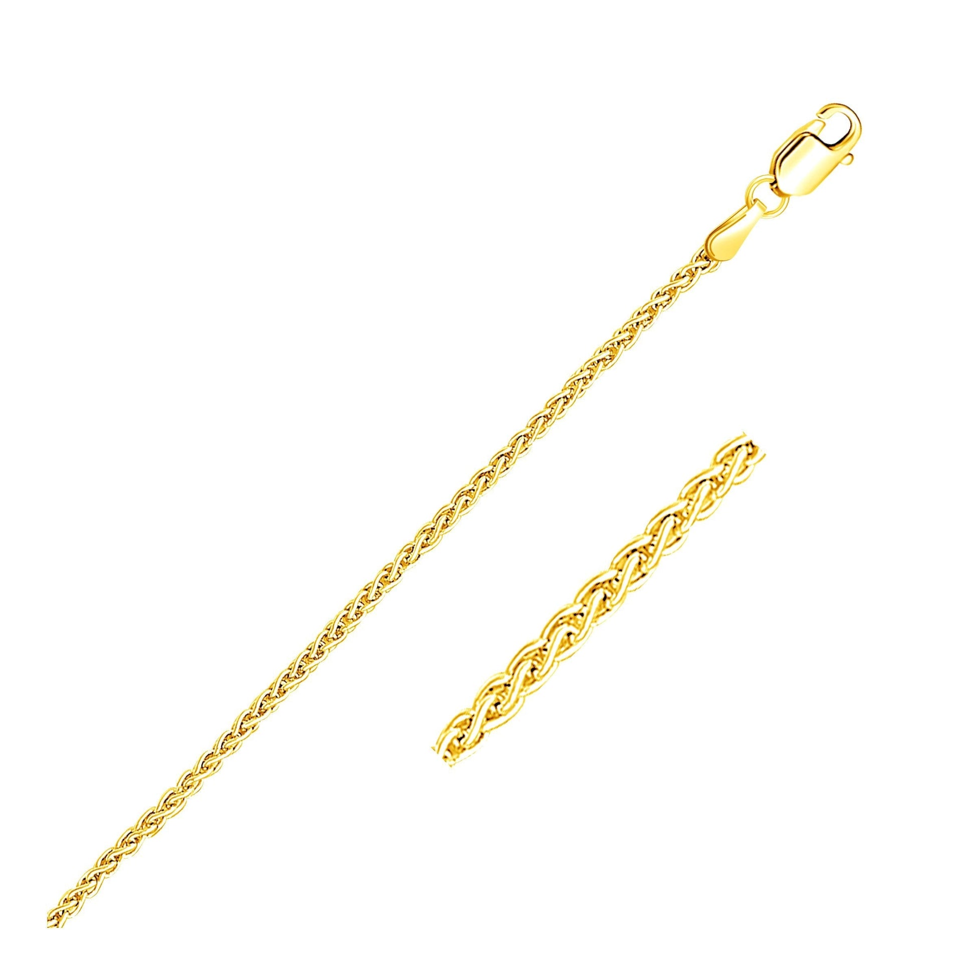 2.1mm 14k Yellow Gold Round Wheat Chain Bids.com