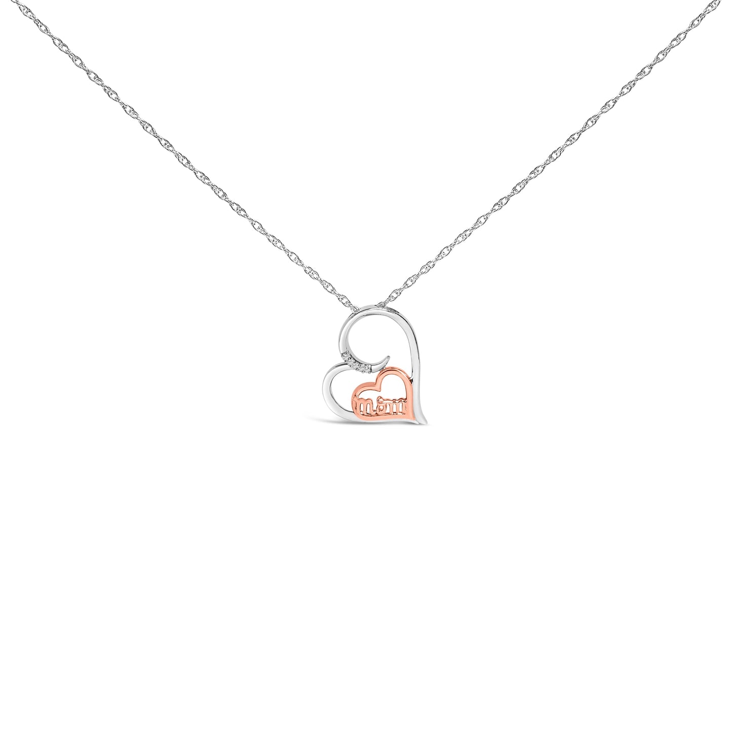14K Rose Gold Plated Sterling Silver Diamond Accent Mom Heart Pendant Necklace Bids.com
