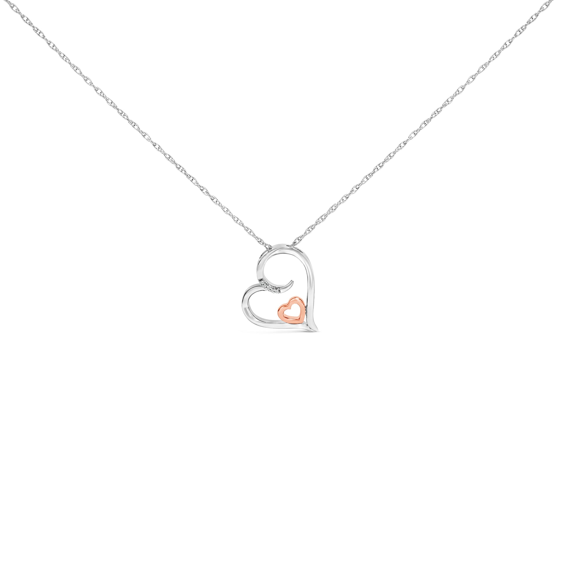 14K Rose Gold Plated Sterling Silver Diamond Accent Heart Pendant Necklace Bids.com