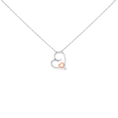 14K Rose Gold Plated Sterling Silver Diamond Accent Heart Pendant Necklace Bids.com