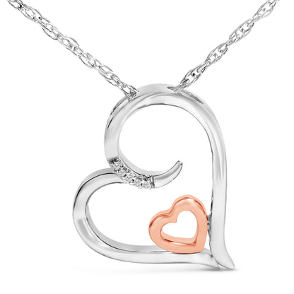 14K Rose Gold Plated Sterling Silver Diamond Accent Heart Pendant Necklace Bids.com