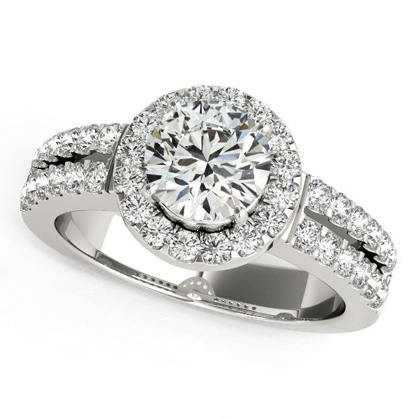 14k White Gold Halo Diamond Engagement Ring With Double Row Band (1 3/8 cttw) Bids.com