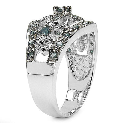 0.47 Carat Genuine Blue Diamond .925 Sterling Silver Ring Bids.com