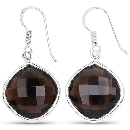 22.80 Carat Genuine Smoky Quartz .925 Sterling Silver Earrings Bids.com