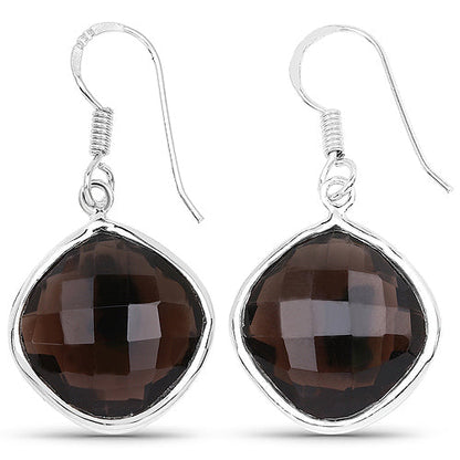 22.80 Carat Genuine Smoky Quartz .925 Sterling Silver Earrings Bids.com