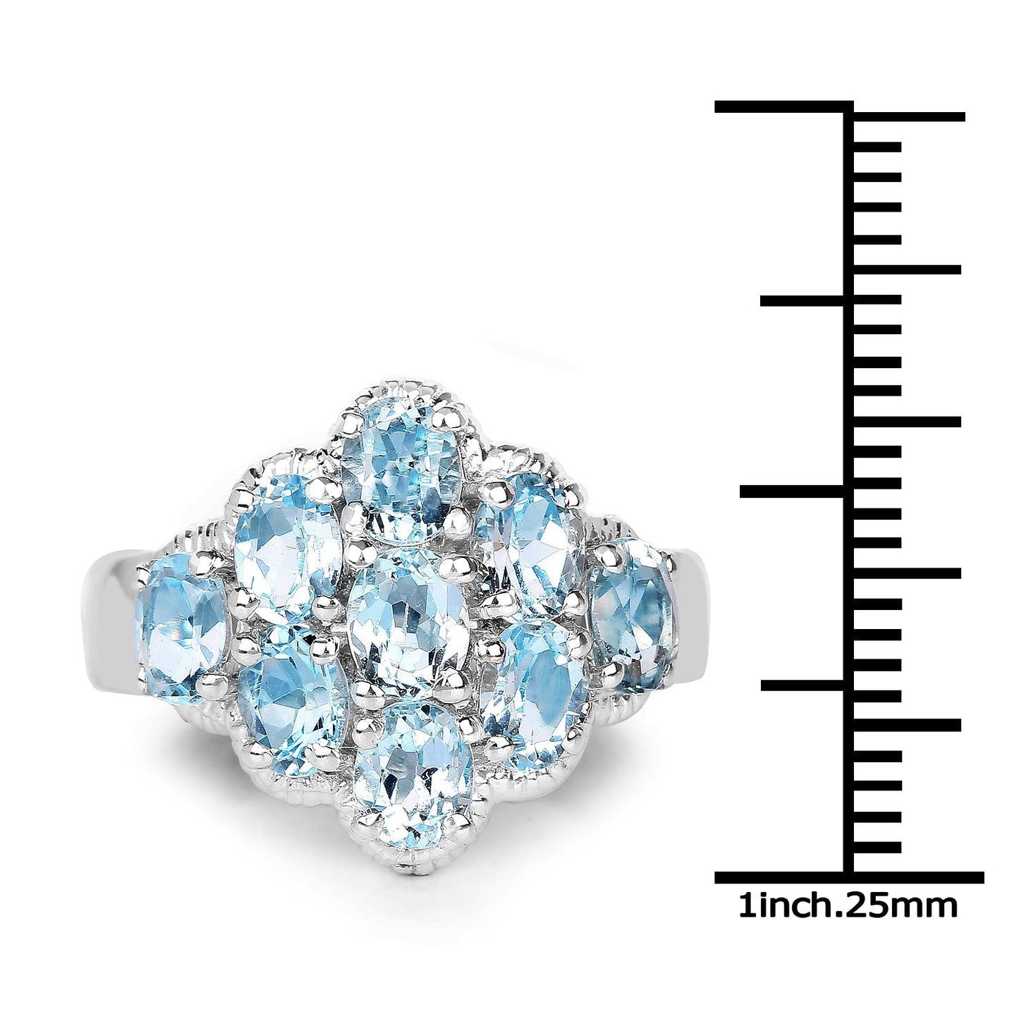 3.24 Carat Genuine Blue Topaz .925 Sterling Silver Ring Bids.com