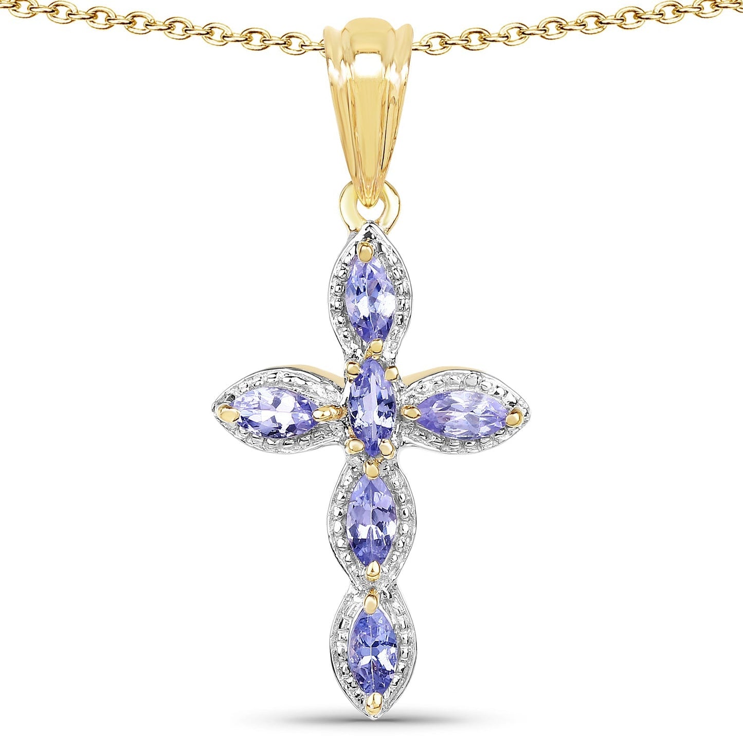 14K Yellow Gold Plated 0.84 Carat Genuine Tanzanite .925 Sterling Silver Pendant Bids.com