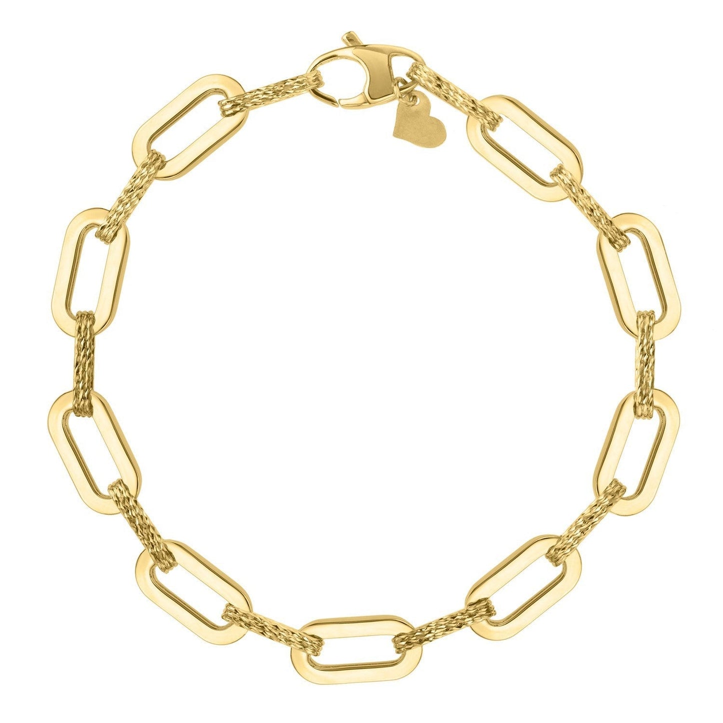 14k Yellow Gold Diamante Paperclip Chain Bracelet (7.00 mm) Bids.com