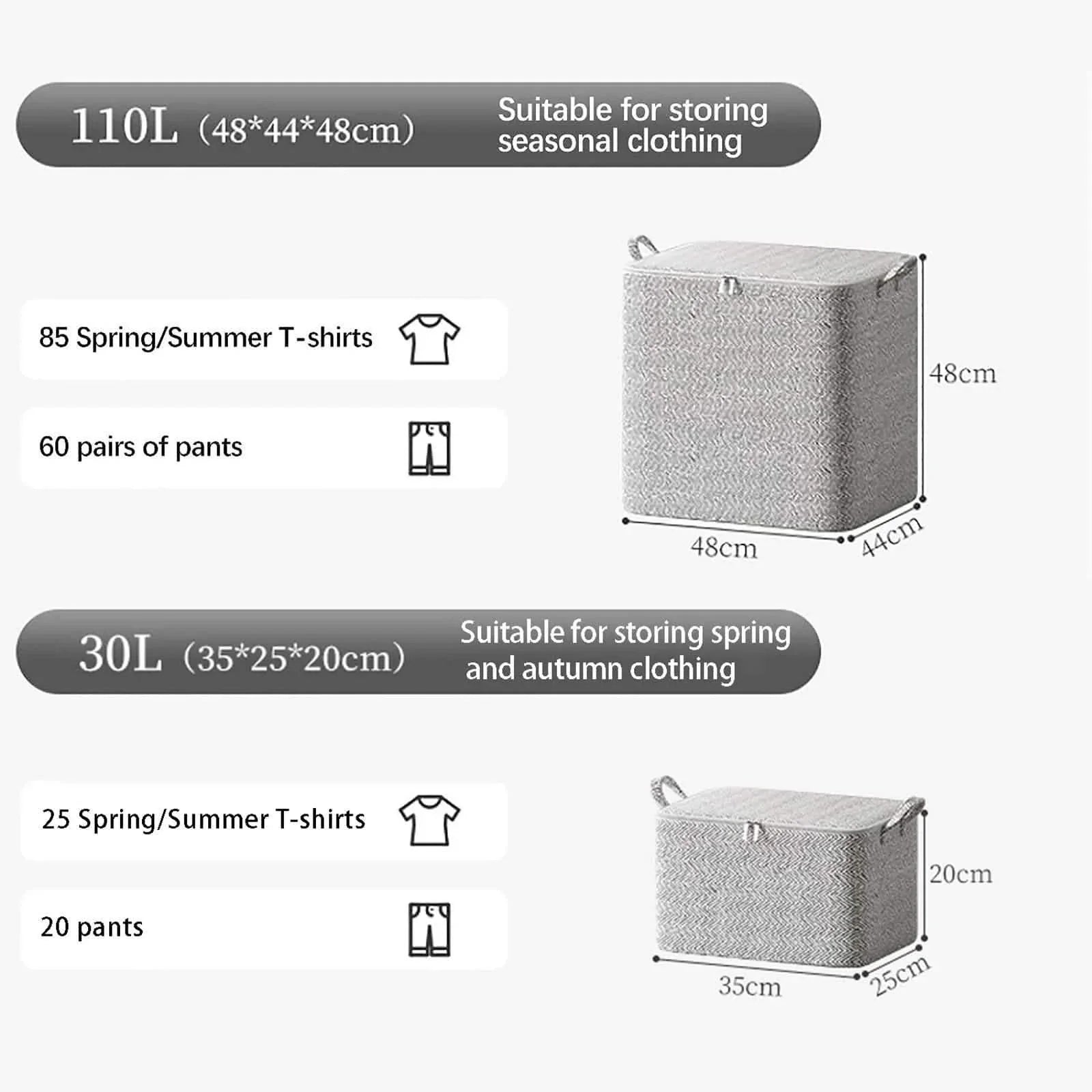 30L Foldable Fabric Clothes Storage Organizer Bag with Reinforced Handle DailySale