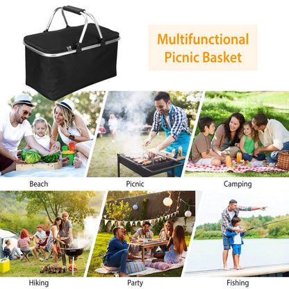 30L Insulated Picnic Basket Cooler Collapsible Food Delivery Storage DailySale