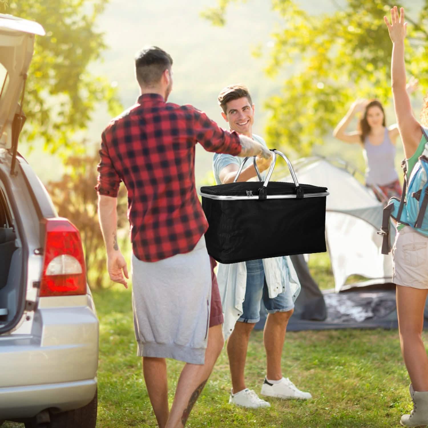 30L Insulated Picnic Basket Cooler Collapsible Food Delivery Storage DailySale
