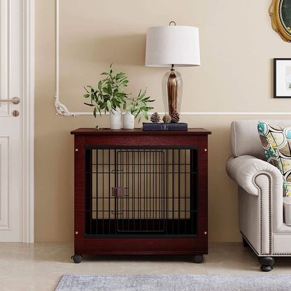 31-Inch Furniture Style Pet Dog Crate Cage with Wooden Structure DailySale