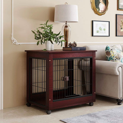 31-Inch Furniture Style Pet Dog Crate Cage with Wooden Structure DailySale