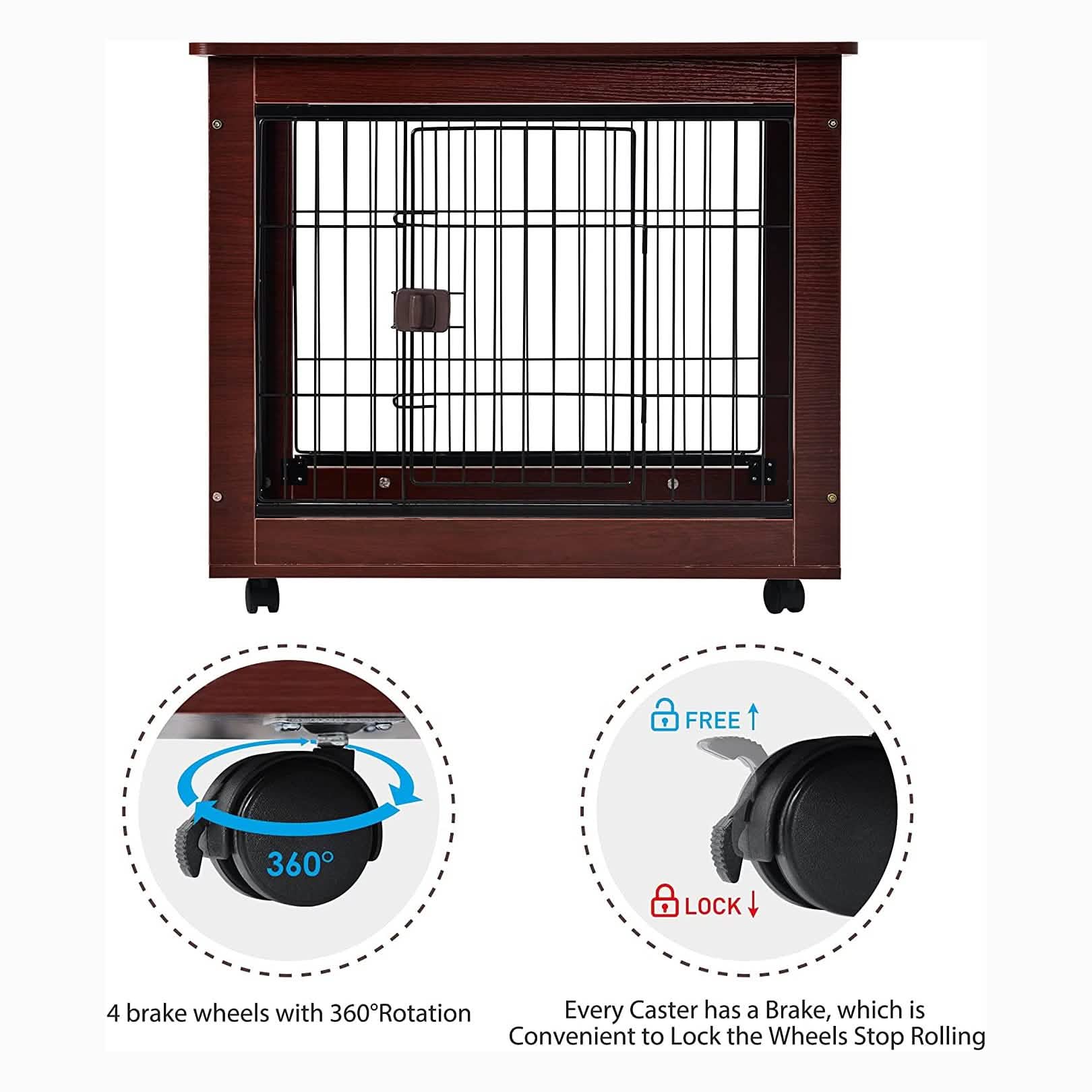 31-Inch Furniture Style Pet Dog Crate Cage with Wooden Structure DailySale
