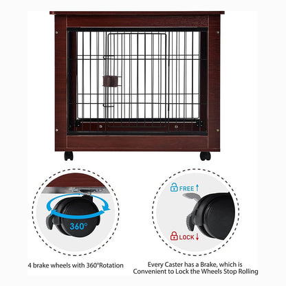 31-Inch Furniture Style Pet Dog Crate Cage with Wooden Structure DailySale