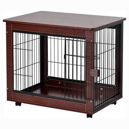 31-Inch Furniture Style Pet Dog Crate Cage with Wooden Structure DailySale