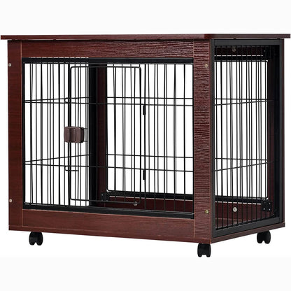 31-Inch Furniture Style Pet Dog Crate Cage with Wooden Structure DailySale