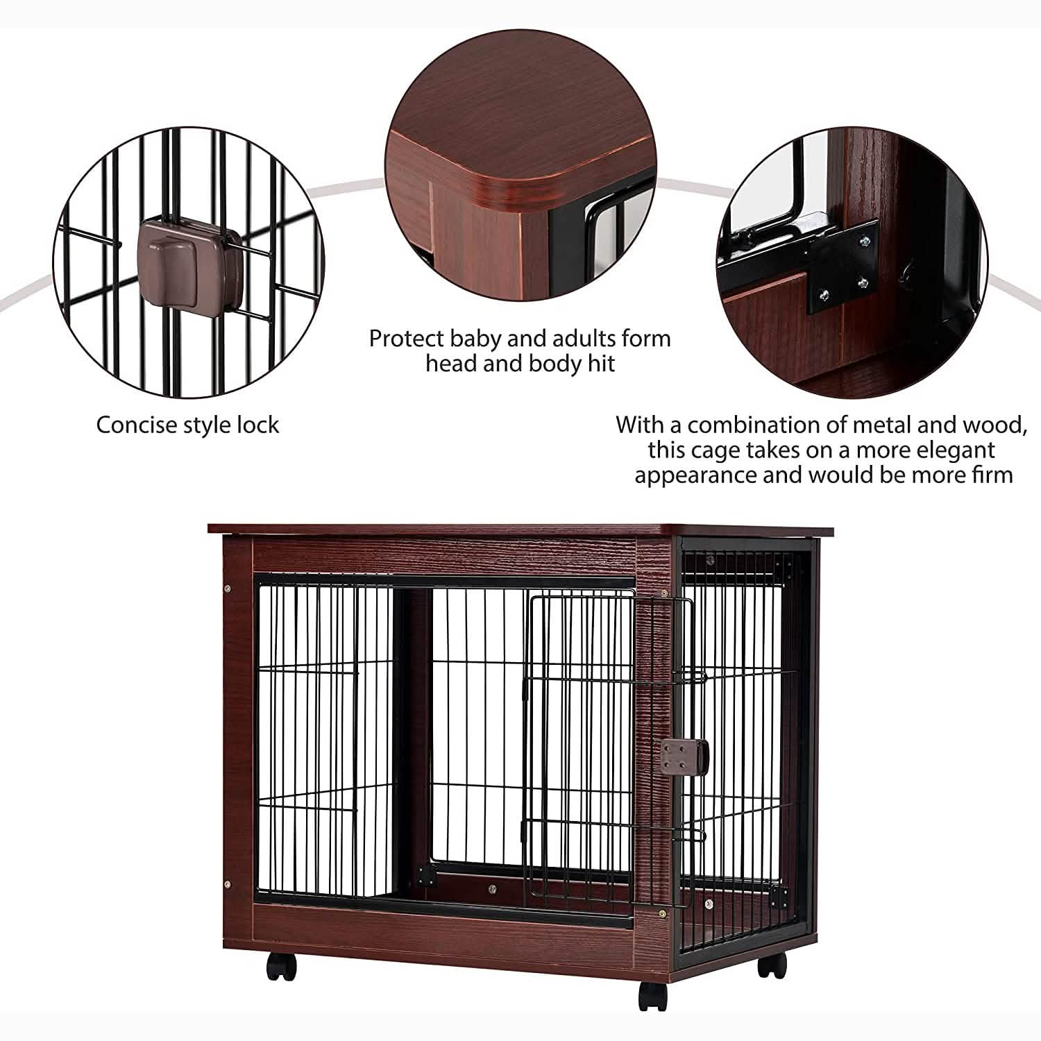 31-Inch Furniture Style Pet Dog Crate Cage with Wooden Structure DailySale