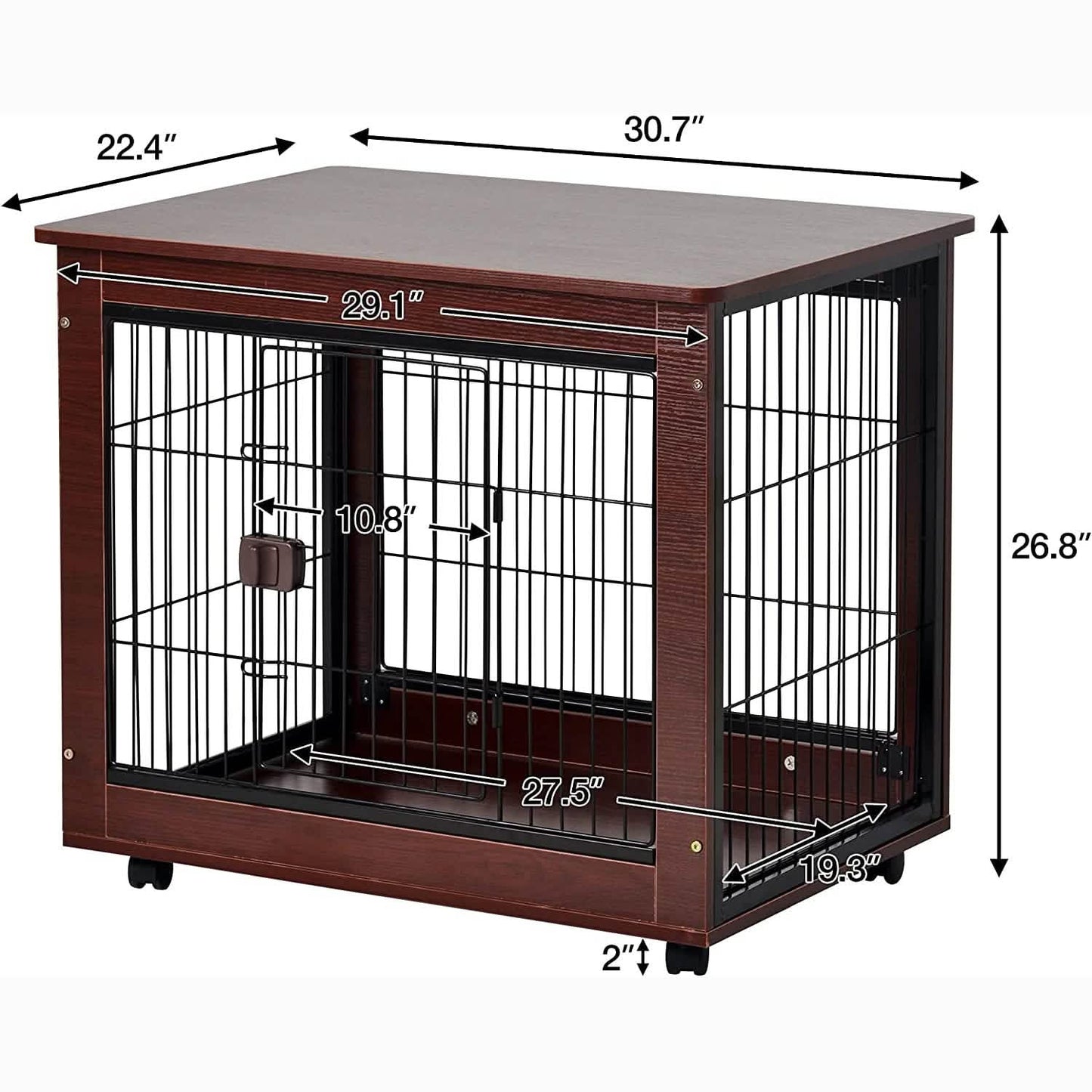 31-Inch Furniture Style Pet Dog Crate Cage with Wooden Structure DailySale