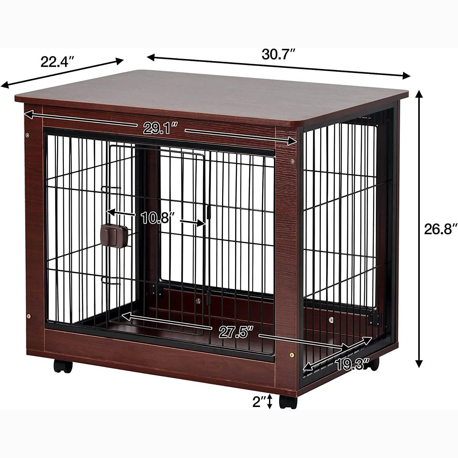 31-Inch Furniture Style Pet Dog Crate Cage with Wooden Structure DailySale