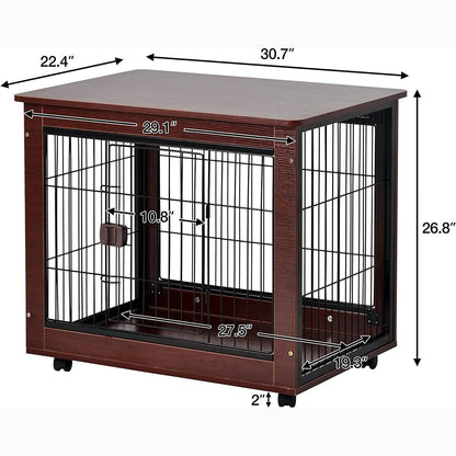 31-Inch Furniture Style Pet Dog Crate Cage with Wooden Structure DailySale