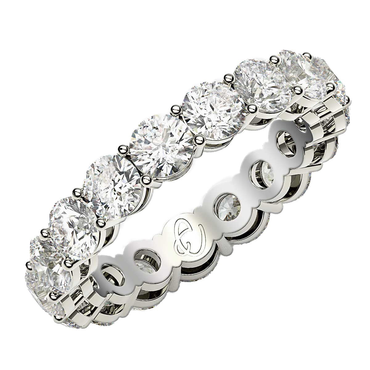 Round Cut Lab Grown Diamond Eternity Ring in 14k White Gold (3 cttw FG/VS2) Bids.com