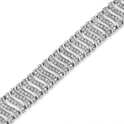 .925 Sterling Silver 5.00 Cttw Round-Cut Diamond "S" Link Bracelet (I-J Color, I3 Clarity) - Size 7.25 Bids.com