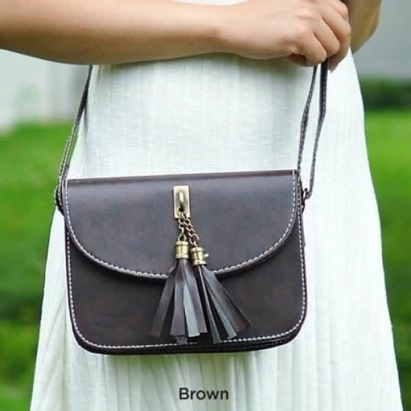Snap-Close Tassels Crossbody - Brown DailySale