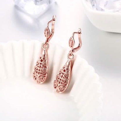 18K Gold Laser Cut Filigree Drop Earrings - Assorted Colors DailySale