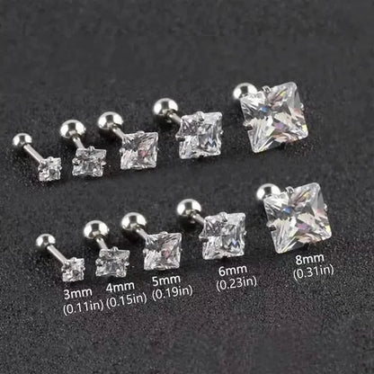 316 Stainless Steel Square Stud Earrings with Cubic Zirconia Accents DailySale