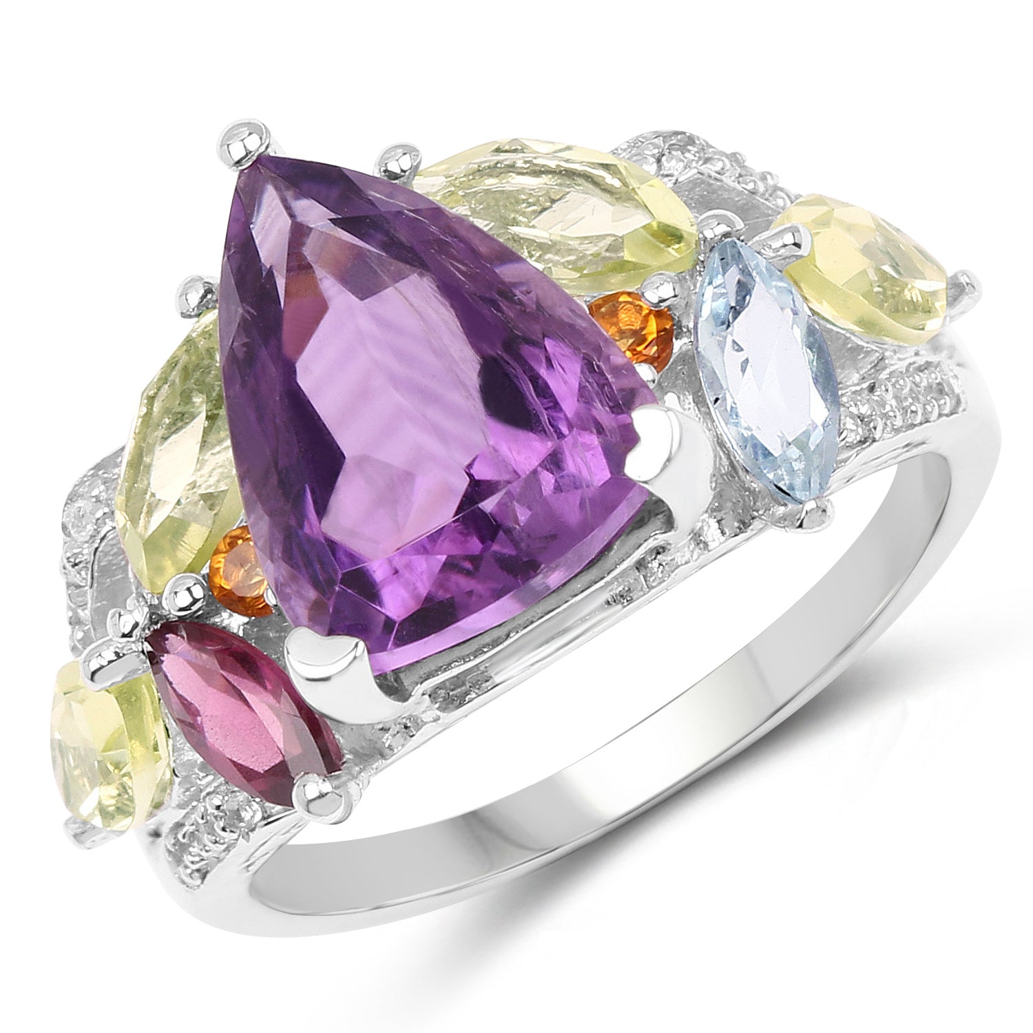 6.30 Carat Genuine Multi Stone .925 Sterling Silver Ring Bids.com