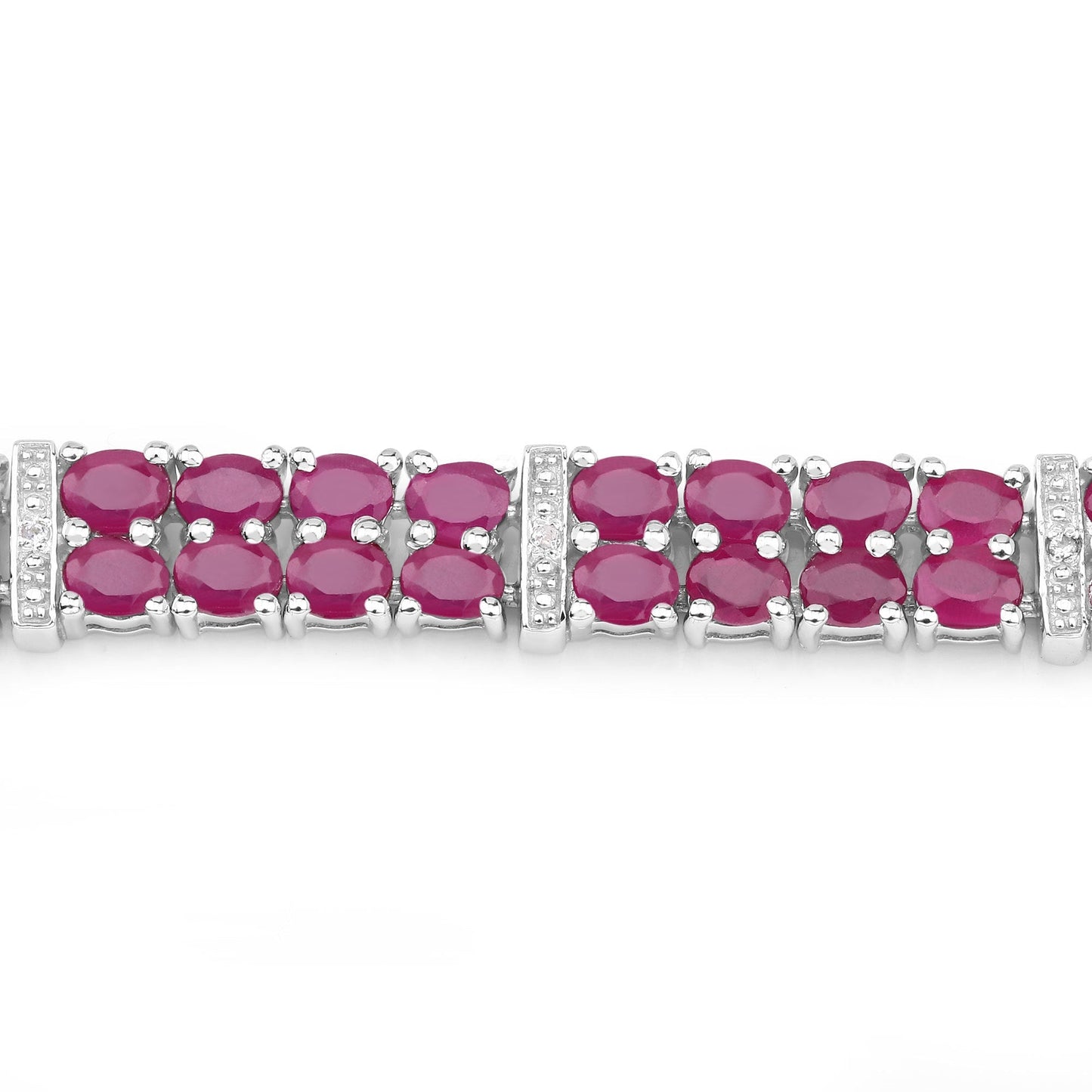 17.65 Carat Glass Filled Ruby and White Topaz .925 Sterling Silver Bracelet Bids.com