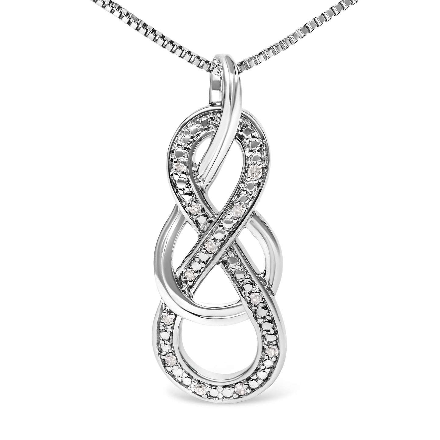 925 Sterling Silver Diamond Accent Interlocking Infinity Pendant Necklace (H-I Color, I2-I3 Clarity) - 18" Inches Bids.com