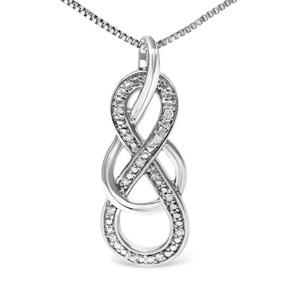 925 Sterling Silver Diamond Accent Interlocking Infinity Pendant Necklace (H-I Color, I2-I3 Clarity) - 18" Inches Bids.com
