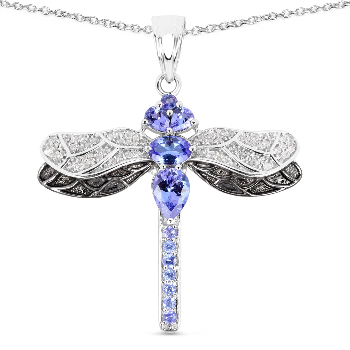 1.93 Carat Genuine Tanzanite and White Topaz .925 Sterling Silver Pendant Bids.com