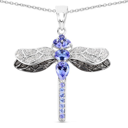 1.93 Carat Genuine Tanzanite and White Topaz .925 Sterling Silver Pendant Bids.com