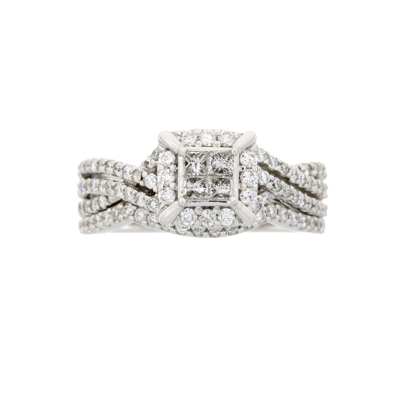 1.00ct Diamond Engagement Ring Set 10KT White Gold Bids.com