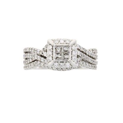 1.00ct Diamond Engagement Ring Set 10KT White Gold Bids.com