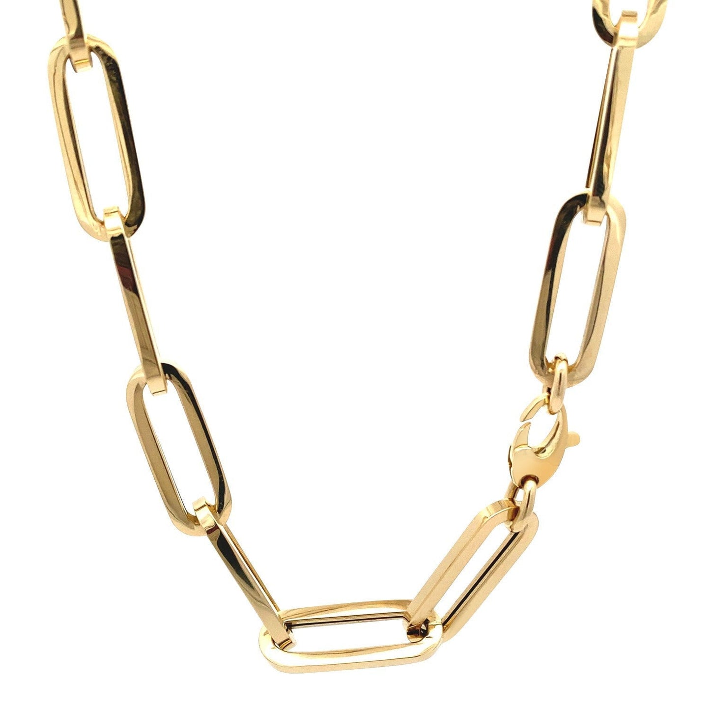 14k Yellow Gold Extra Wide Paperclip Chain Necklace Bids.com