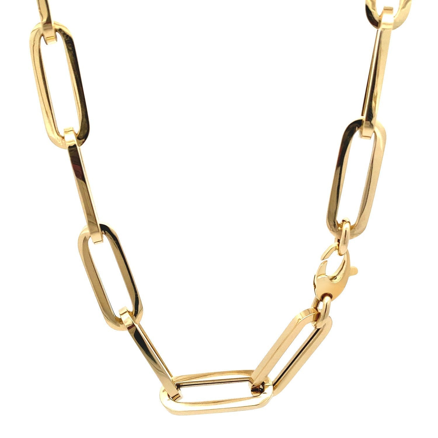14k Yellow Gold Extra Wide Paperclip Chain Necklace Bids.com