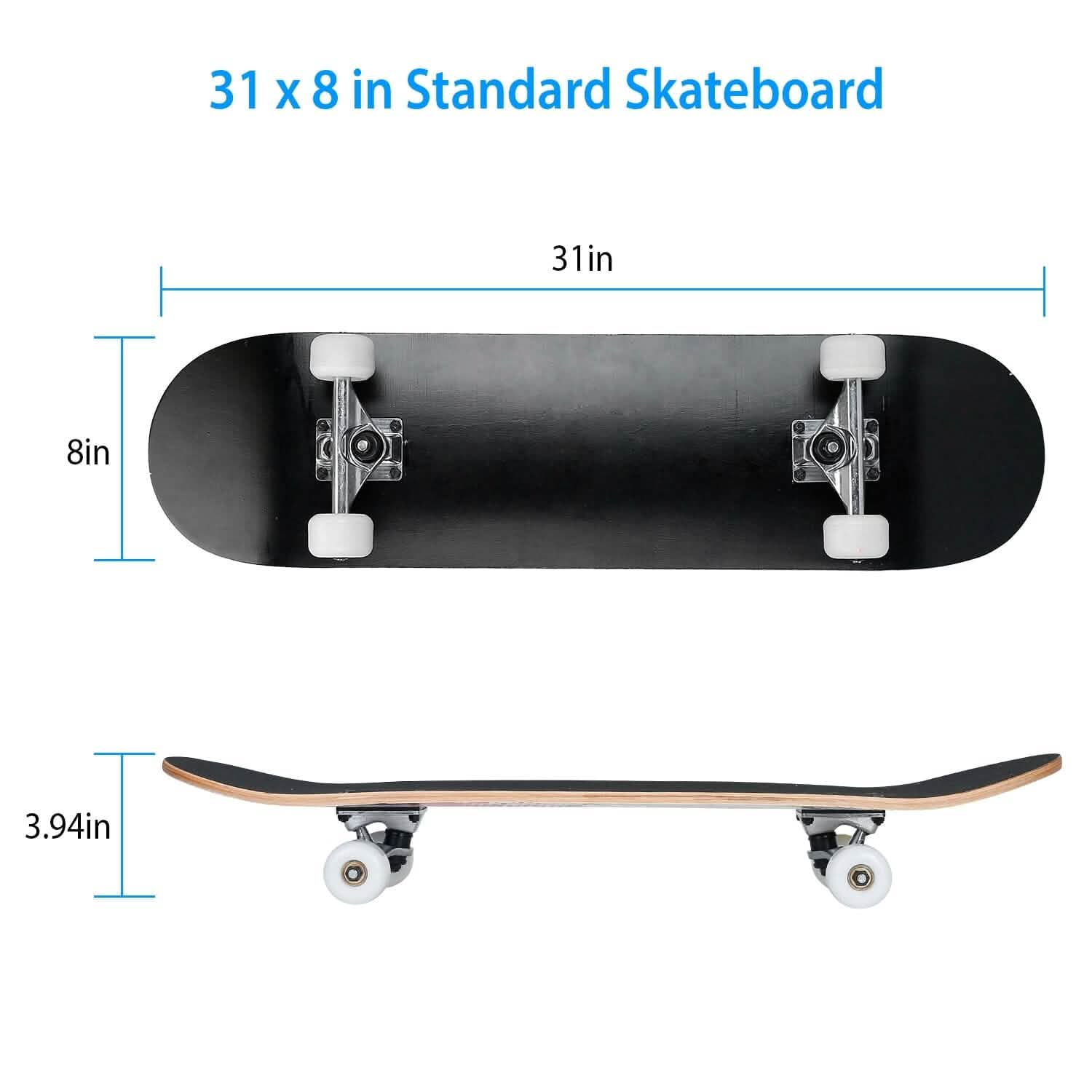 31x8in 9 Layers Maple Concave Skateboard DailySale