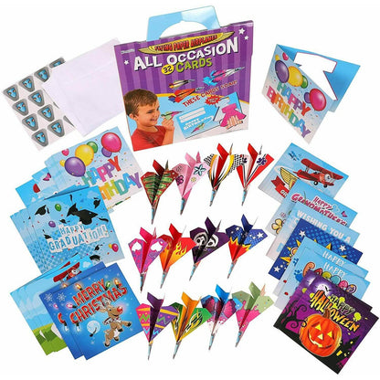 32 Folding Paper Airplanes All Occasion Greeting Cards with Envelopes and Stickers DailySale